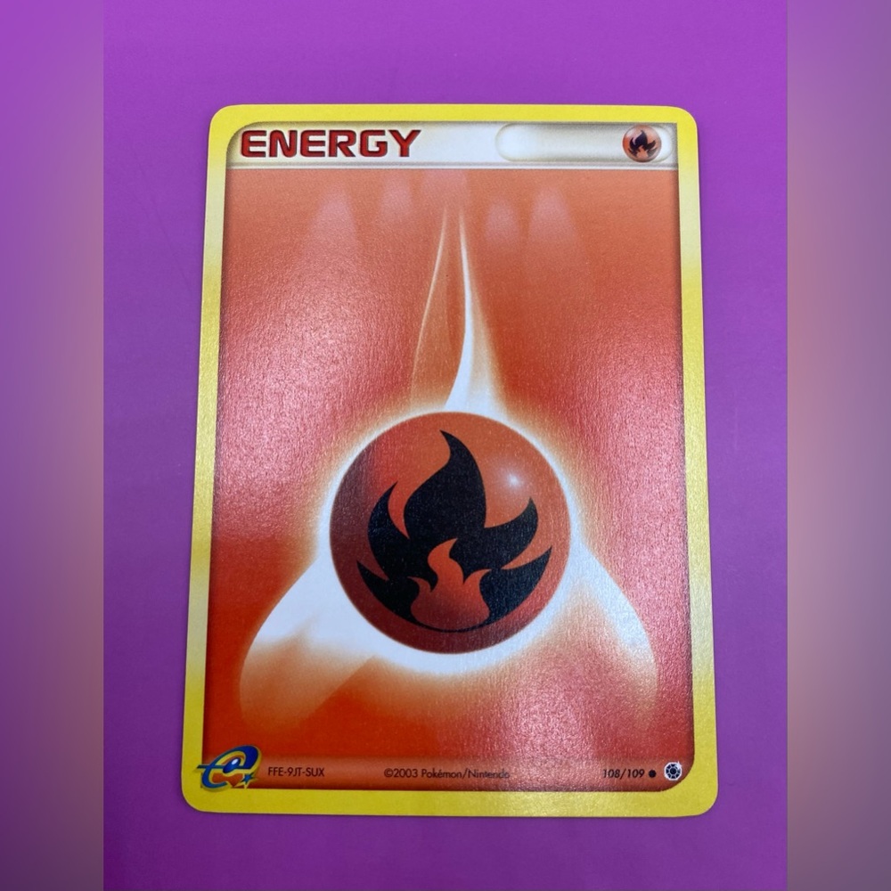 POKÉMON FIRE ENERGY CARD; 108/109; Ruby & Sapphire Reverse Hole; RARE;
